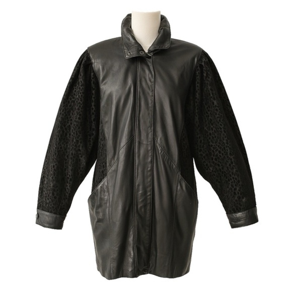 VTG Wilson's Leather Coat SZ XS Thinsulate Trench Full Zip 80s 90s Animal Biker